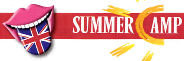 Il logo del Summer camp: unabocca dalle labbra rosa da cui esce scherzosamente una lingua con i colori della bandiera del Regno Unito